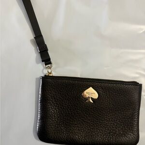 Kate Spade New York Black Pebbled Leather Wristlet Clutch